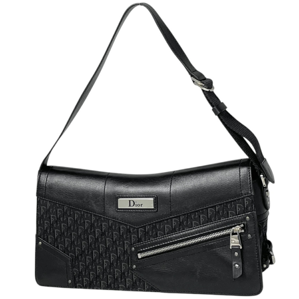 Christian Dior Street Shoulder Bag Trotter Canvas Black